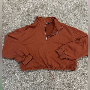 Rust Half-Zip Pullover with cinch bottom woman’s medium
